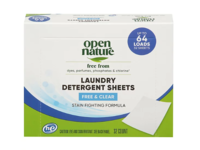 Open Nature Laundry Detergent Sheets, Free & Clear, 64 Loads, 32 Count - thumbnail 1