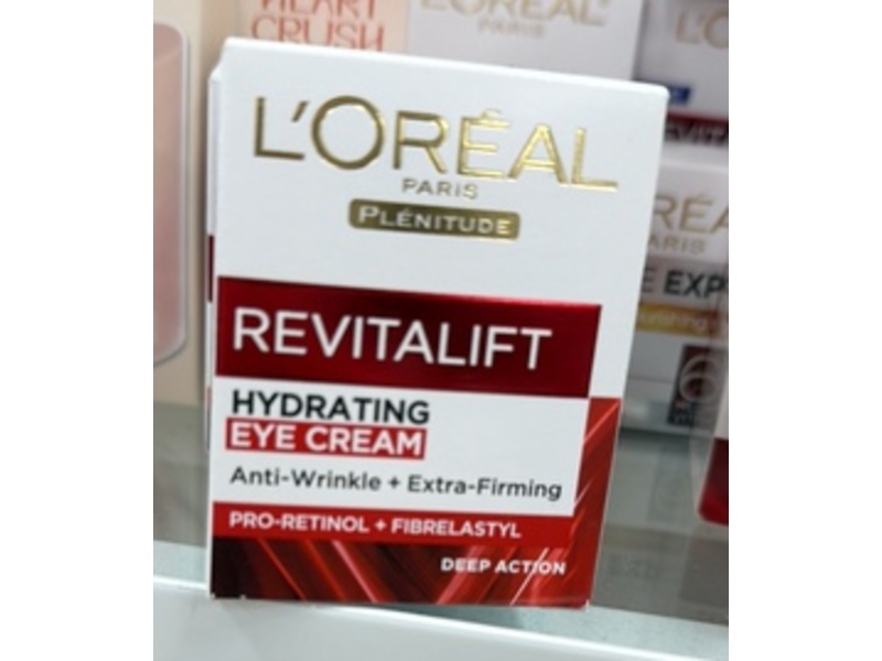 L’Oreal Paris Plenitude Revitalift Hydrating Eye Cream, Pro-Retinol + Fiberlastyl, 0.5 fl oz/15 mL