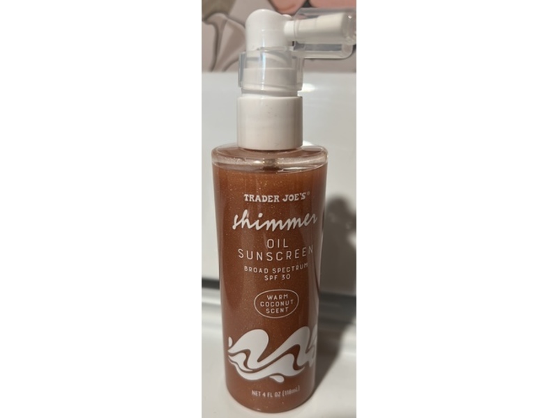 Trader Joe's Shimmer Oil Sunscreen, SPF 30, Warm Coconut Scent, 4 fl oz/118 mL