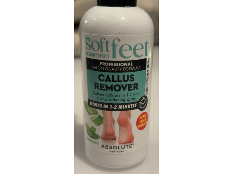 Absolute New York Soft Feet Callus Remover Spray, Apple, Cider & Vinegar, 6.76 fl oz/200 mL