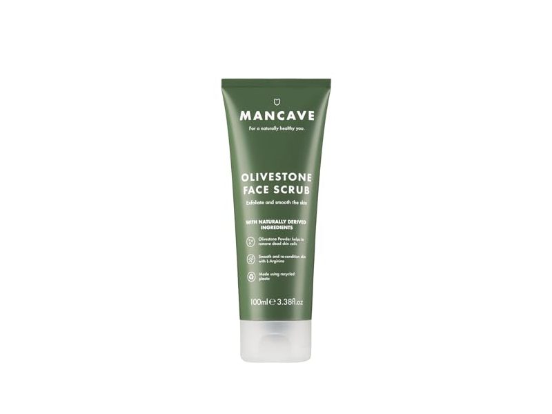ManCave Natural Skincare Face Scrub, Olivestone, 3.38 fl oz/100mL