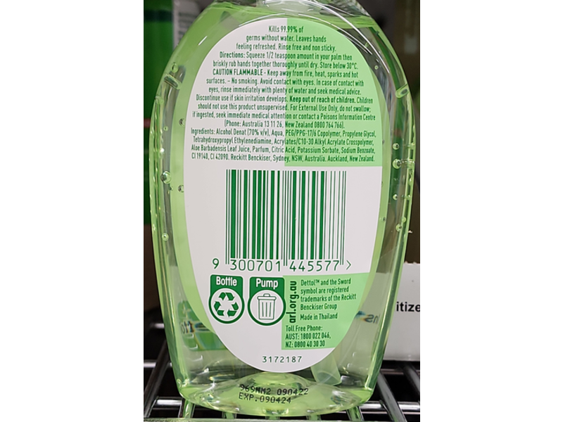 Dettol Instant Hand Sanitiser, Refresh, Aloe Vera, 200 mL