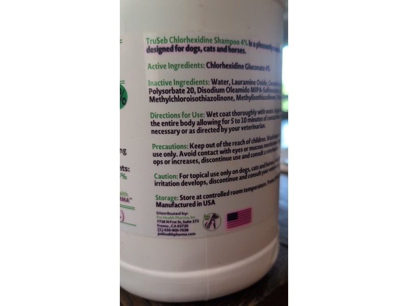 Pet Health Pharma Truseb Pet Shampoo, Chlorhexidine 4%, 3.785 L