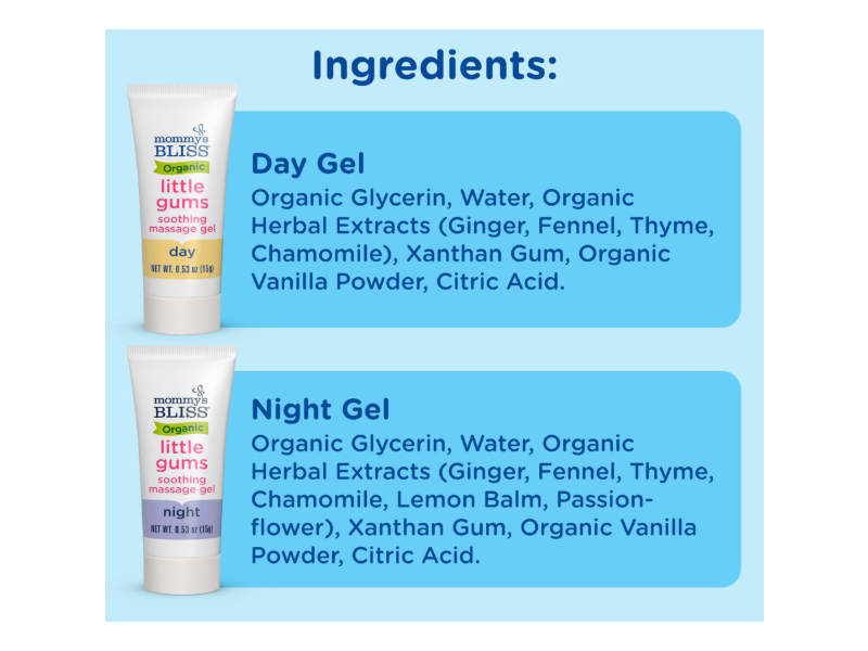 Mommy's Bliss Day & Night Organic Little Gums Soothing Massage Gel Set, 0.53 oz/15 g