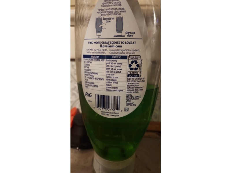 Gain Ultra Clean Dishwashing Liquid, Original Scent, 24.3 fl oz/718 mL