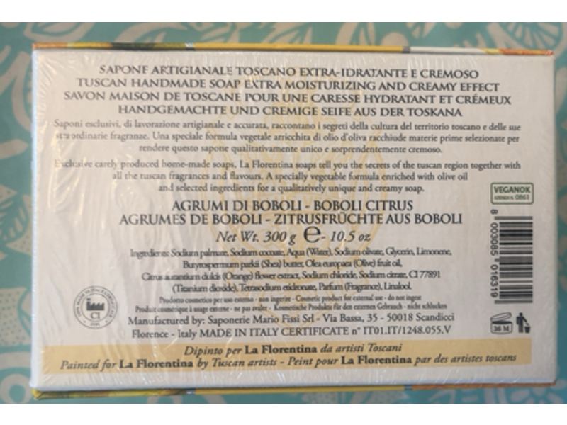 La Florentina Sculpted Bath Soap, Citrus fruits Of Boboli, 10.5 oz/300 g