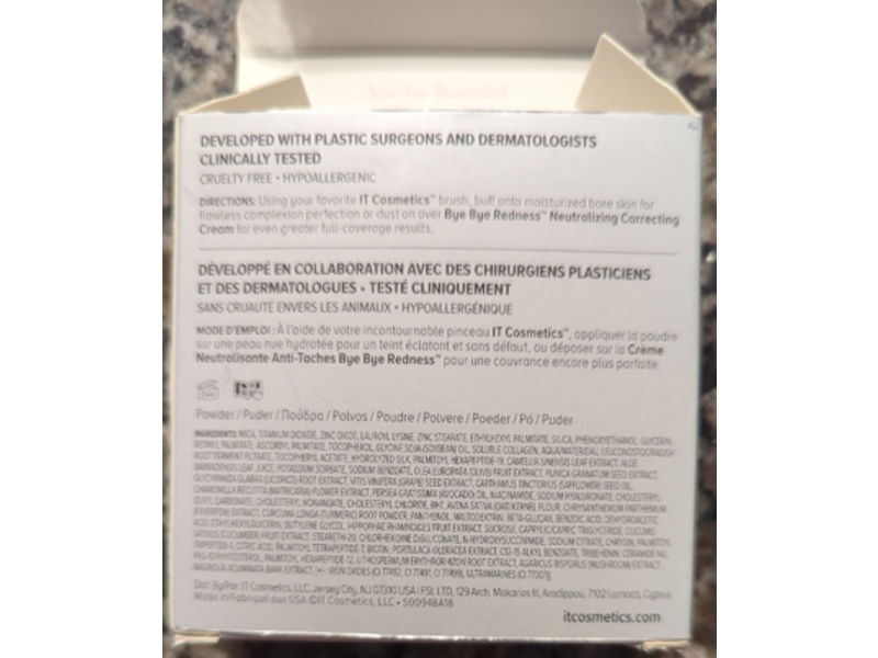 It Cosmetics Bye Bye Redness Erasing Correcting Powder, Transforming Porcelain Beige, 0.33 oz