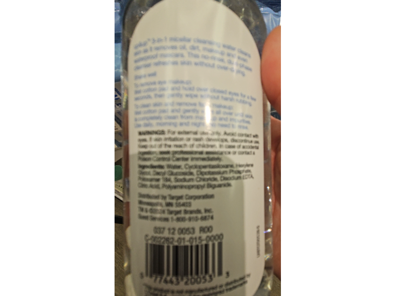 Up & Up 3 in 1 Micellar Cleansing Water, 13.5 fl oz/400 mL