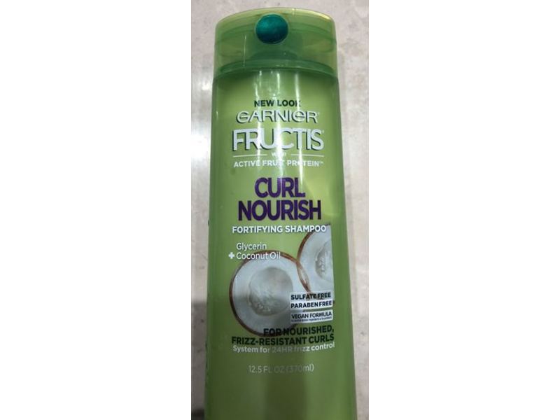 Garnier Fructis Curl Nourish Fortifying Shampoo, Glycerin + Coconut Oil, 12.5 fl oz/370 ml