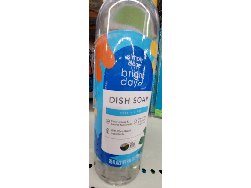 Simply Done Bright Day Dish Soap, Free & Clear, 25 fl oz/739 mL