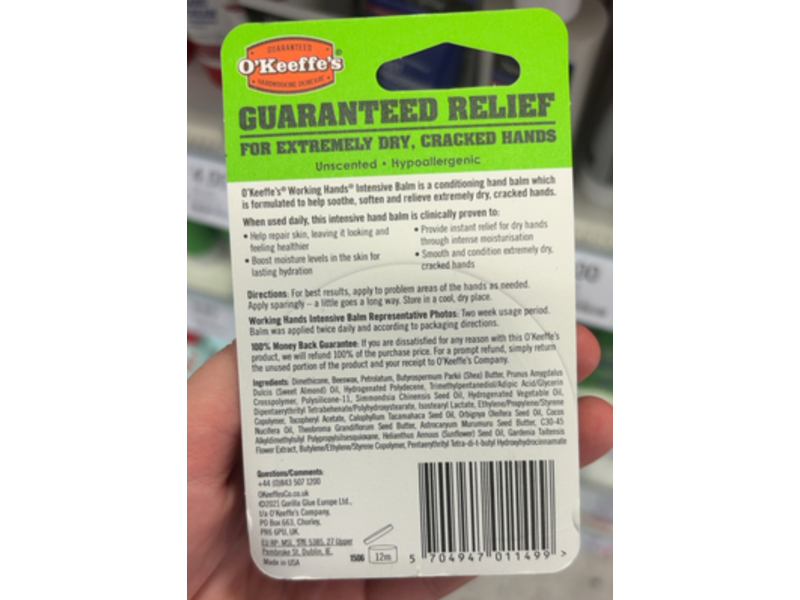 O'Keeffe's Working Hands Intensive Balm, 11 g