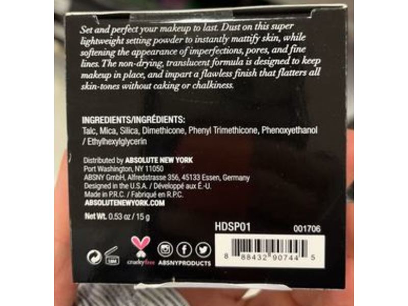 Absolute New York Hd Flawless Setting Powder, Universal Translucent, 0.53 oz/15 g