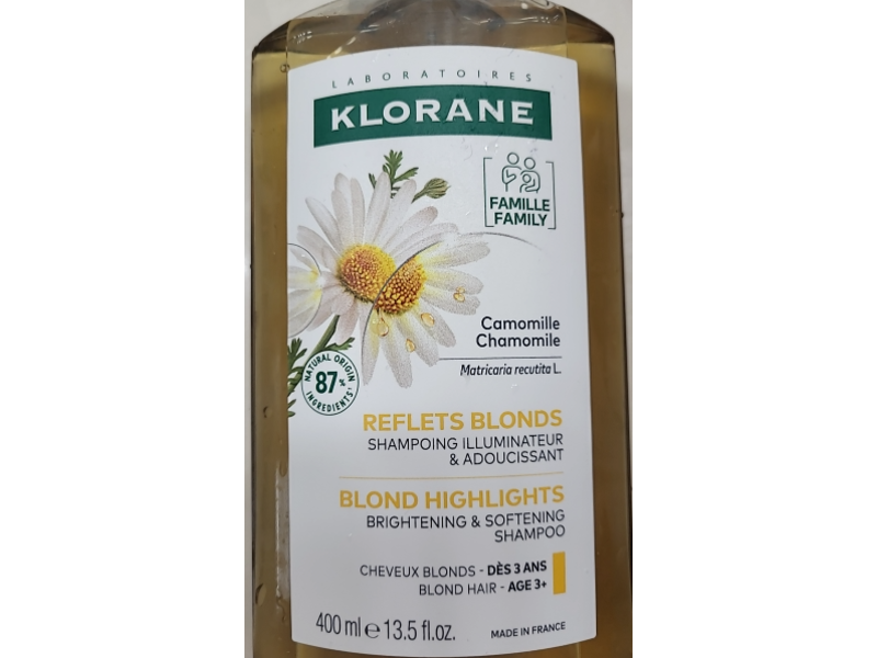 Klorane Blonde Highlights brightening & Softening Shampoo, Chamomile, 13.5 fl oz/400 mL