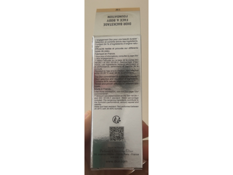 Dior Backstage Face & Body Foundation, 1W Warm, 1.6 fl oz/50 mL