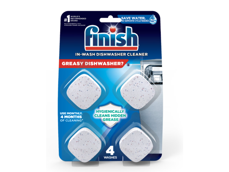 Finish In-Wash Dishwasher Cleaner Tablets, 4 Count.