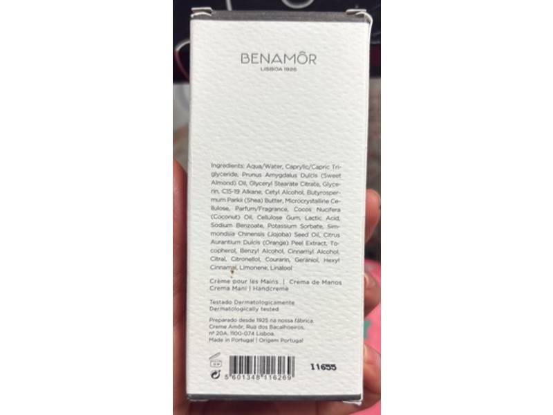 Benamor Extraordinary Hand Cream, Vervena Vera, 2.5 fl oz/75 mL