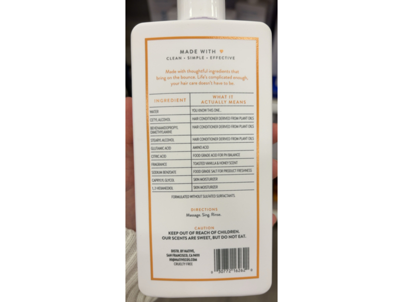 Native Volumizing Conditioner, Toasted Vanilla & Honey, 16.5 fl oz/487 mL