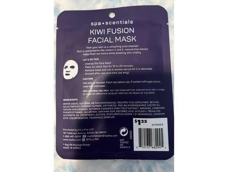 Spa Scentials Kiwi Fusion Facial Mask, 0.18 oz/23 g