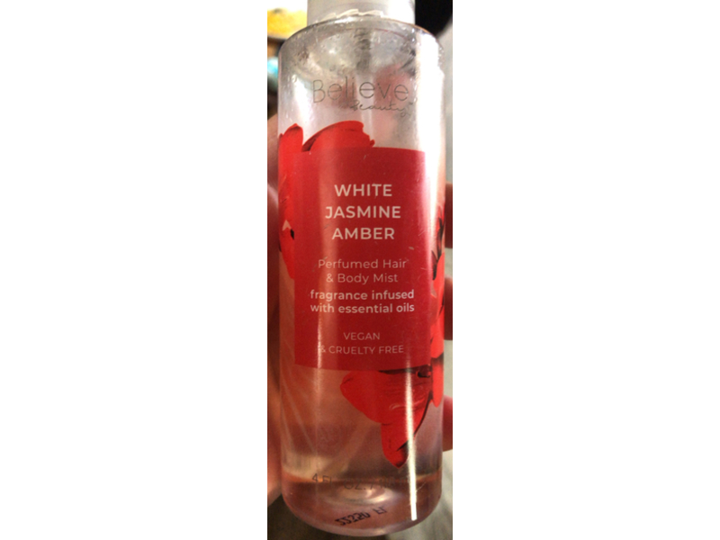 Believe Perfumed Hair & Body Mist, White Jasmine Amber, 4 fl oz/118 mL