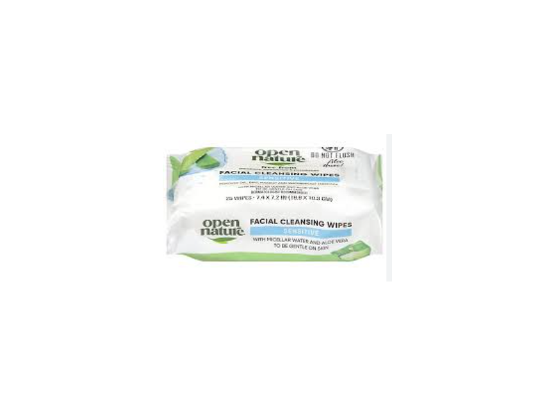 Open Nature Facial Cleansing Wipes, Sensitive, 25 Count