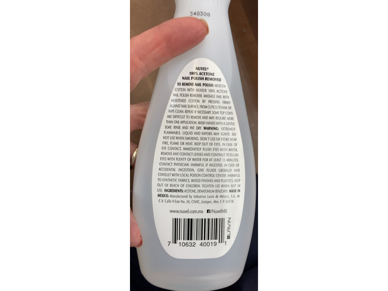 Nuvel Nail Polish Remover, Acetone, 10 fl oz/295 mL