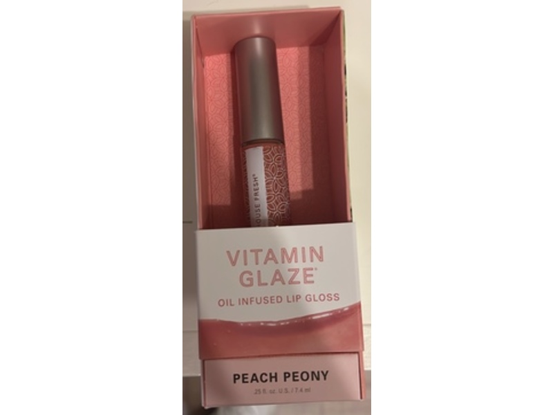 FarmHouse Fresh Vitamin Glaze Oil Infused Lip Gloss, Peach Peony, 0.25 fl oz/7.4 mL