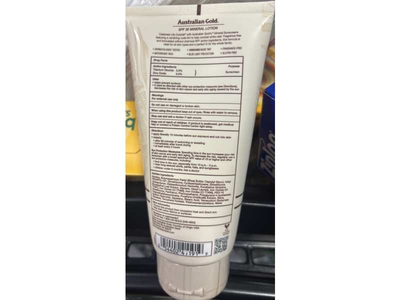 Australian Gold Mineral Sunscreen Lotion, SPF 30, Vanishing Nude Tint, 5 fl oz/147 mL