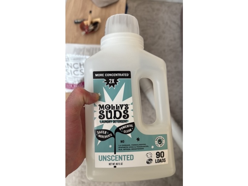 Molly's Suds Liquid Laundry Detergent, Unscented, 90 Loads, 48 fl oz