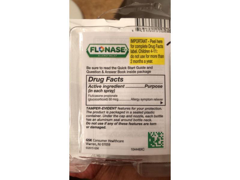 Flonase Allergy Relief Nasal Spray, 24 Hour Non Drowsy Allergy Medicine, Metered Nasal Spray - 144 Sprays