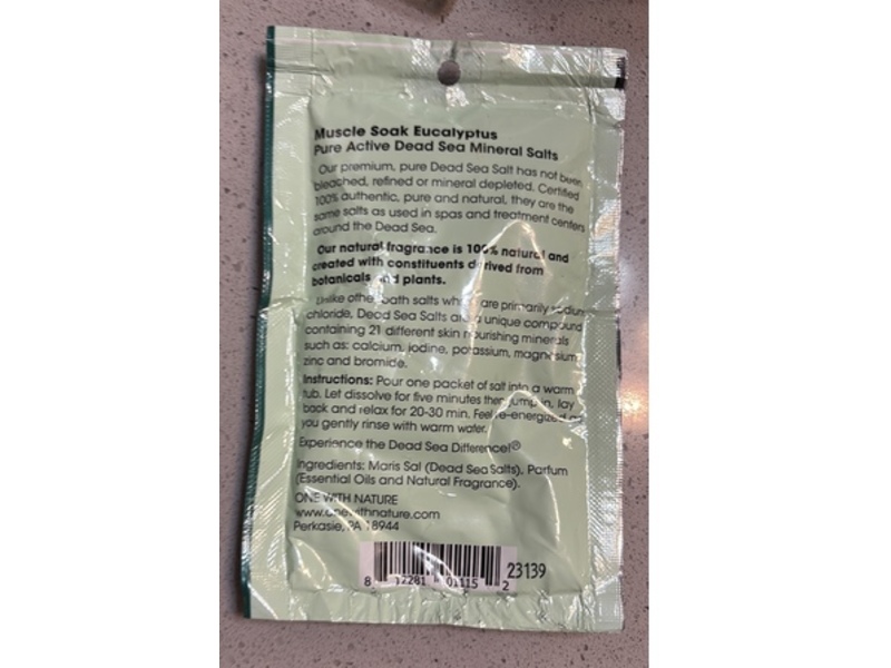 One With Nature Pure Active Dead Sea Mineral Salts Muscle Soak, Eucalyptus, 2.5 oz/70 g