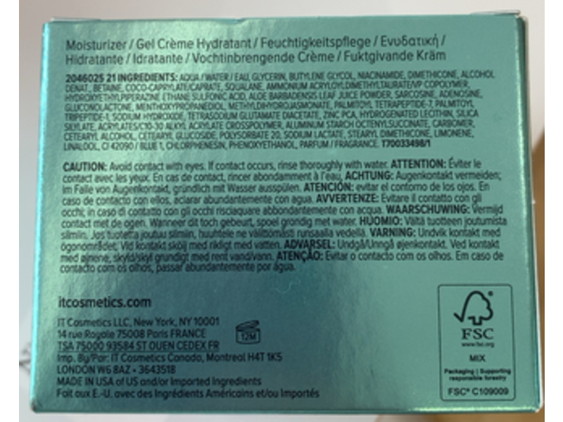 IT Cosmetics Confidence Gel Cream, 2 fl oz/60 mL