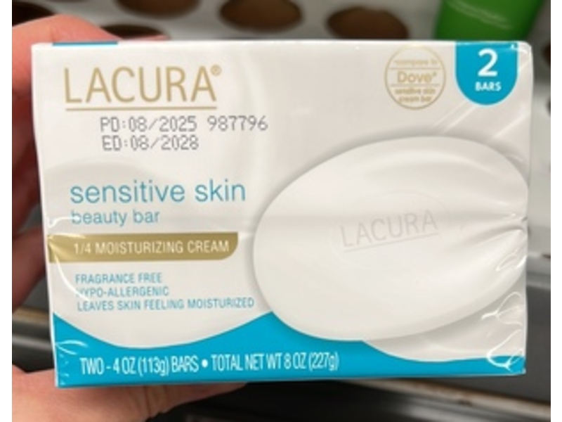 Lacura Sensitive Skin Beauty Bar, 4 oz/13 g, Pack Of 2