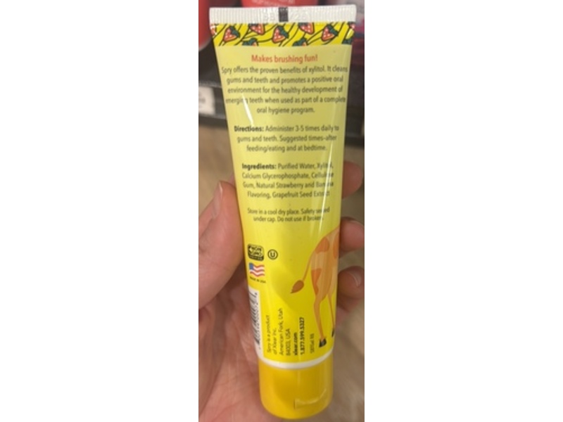 Spry Natural Kid's Tooth Gel with Xylitol, Strawberry Banana, 2.0 fl oz/60 mL
