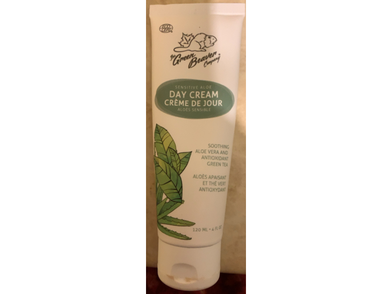 The Green Beaver Company Sensitive Aloe Day Cream, Soothing Aloe & Antioxidant Green Tea, 4 fl oz/120 mL