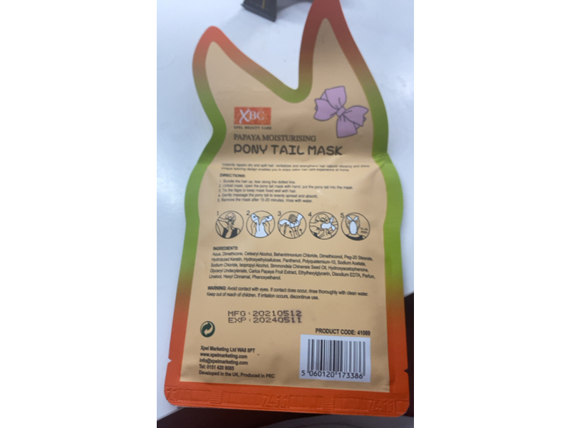 Xbc Moisturizing Pony Tail Mask, Papaya, 18 mL