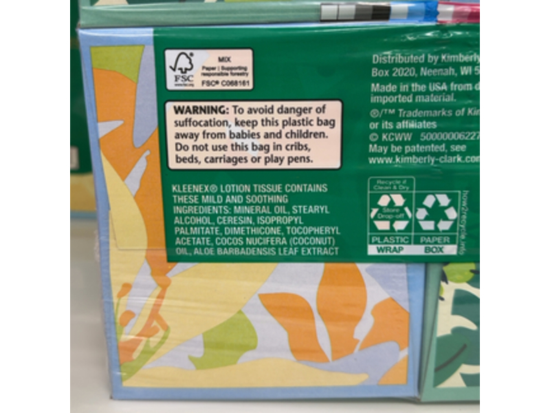 Kleenex Lotion Tissues, Coconut Oil + Aloe, 60 Count, Pack Of 4