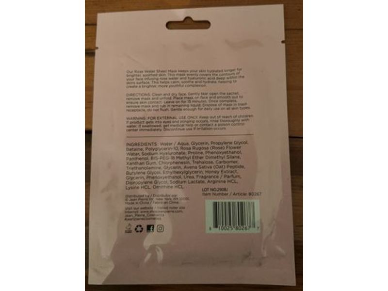 Skip The Spa Hydrating Sheet Mask, Rose Water,