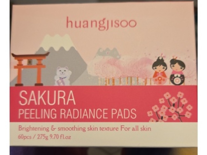 Huangjisoo Sakura Peeling Radiance Pads, 9.70 fl oz/275 g, 60 Count