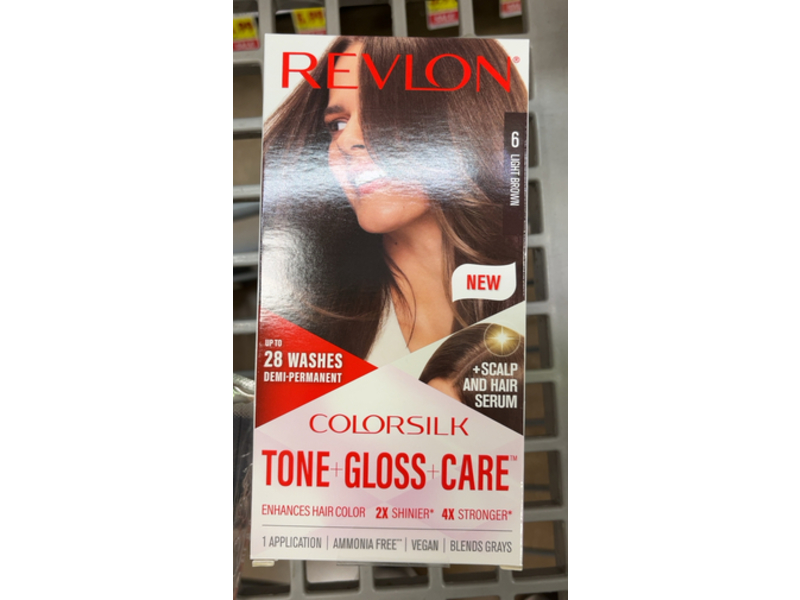 Revlon Colorsilk Tone + Gloss + Care Demi Permanent Hair Color, 6 Light Brown, 4.5 fl oz, 1 Application