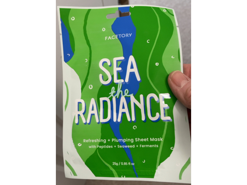 Facetory Sea the Radiance Refreshing + Plumping Sheet Mask, Peptides + Seaweed + Ferments, 0.85 fl oz/25 g, Pack Of 5