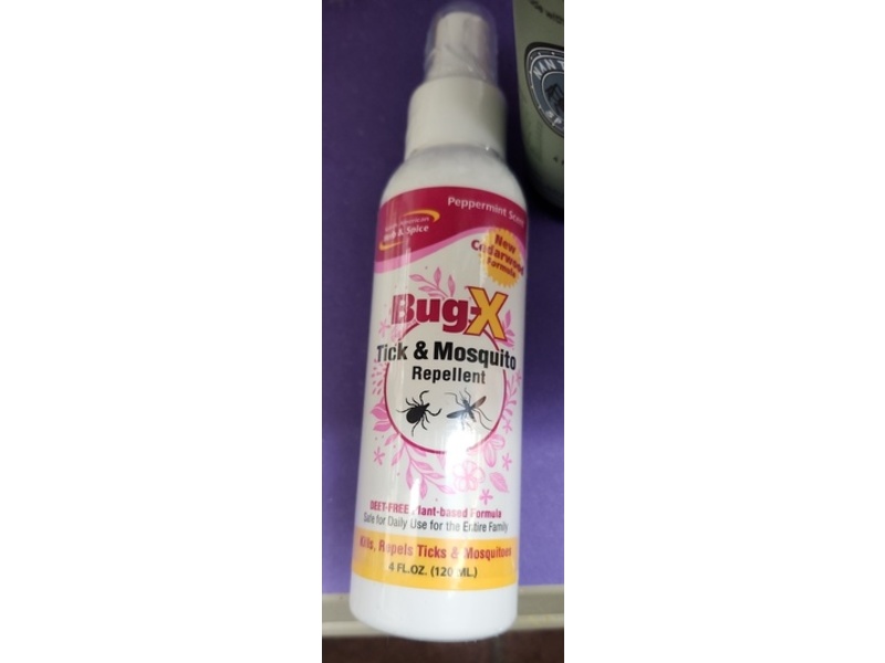 Bug-X Tick & Mosquito Repellent, Peppermint Scent, 4 fl oz/120 mL
