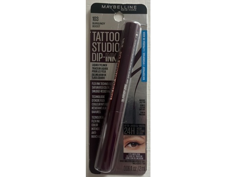 Maybelline New York Tattoo Studio Dip-Ink Liquid Eyeliner, 103 Burgundy Boost, 0.06 fl oz/2 mL
