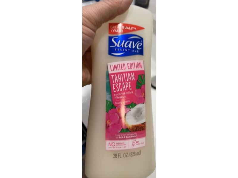 Suave Tahitian Escape Body Wash, Coconut Milk & Hibiscus, 28 fl oz/828 mL