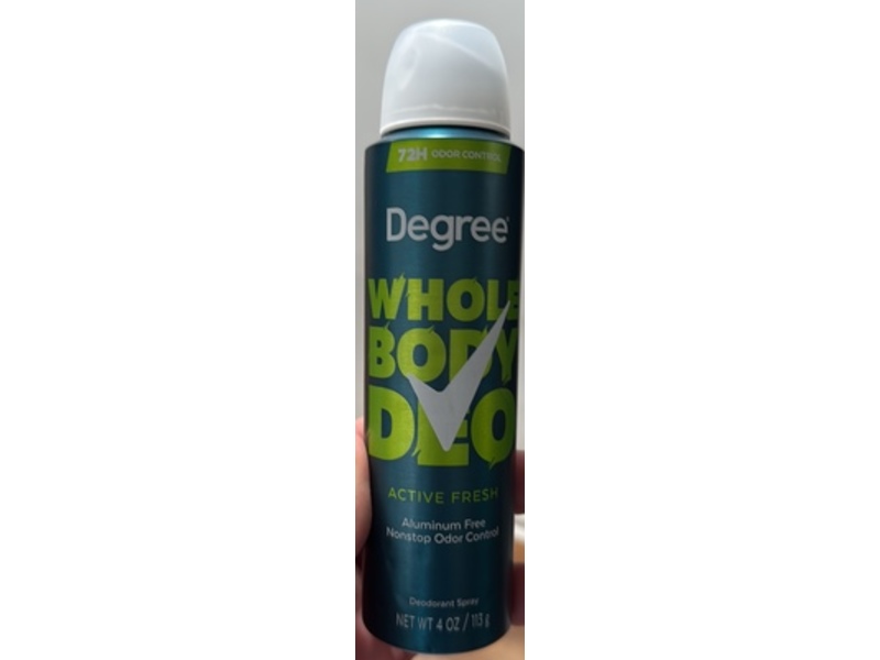 Degree Whole Body Deodorant Spray, Active Fresh Scent, 4 oz/113 g