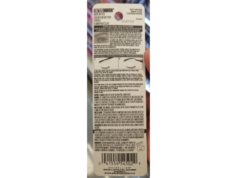 Maybelline New York Tattoo Studio Brow Tint Pen, 355 Soft Brown, 0.037 fl oz//1.1 mL