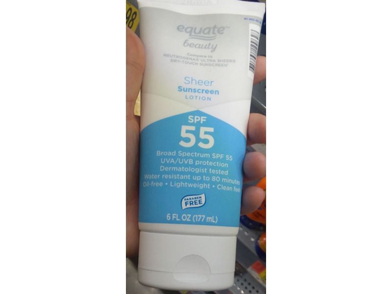 Equate Beauty Sheer Sunscreen Lotion, SPF 55, 6 fl oz/177 mL