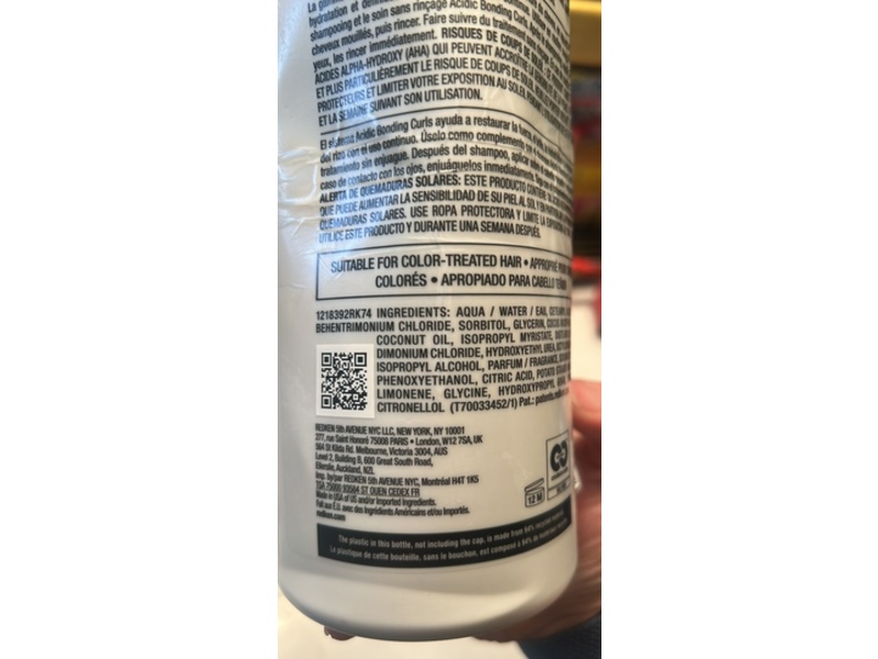 Redken Acidic Bonding Curls Silicone Free Conditioner, Citric Acid + Glycerin, 33.8 fl oz/1000 mL