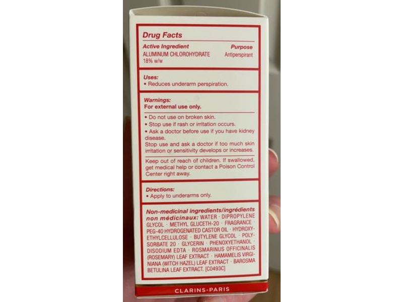 Clarins Paris Deodorant Roll On, 1.7 fl oz/50 mL