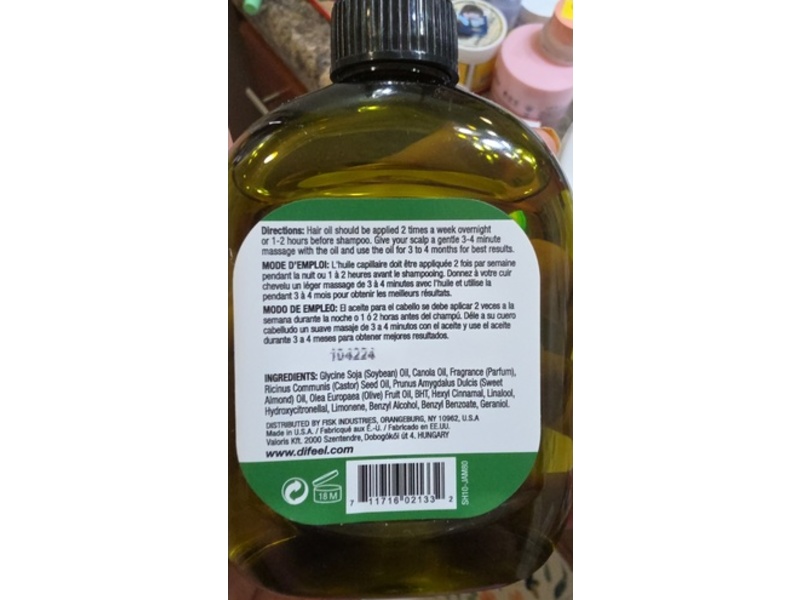 Difeel Black Castor Premium Hair Oil, 7.1 fl oz/210 mL