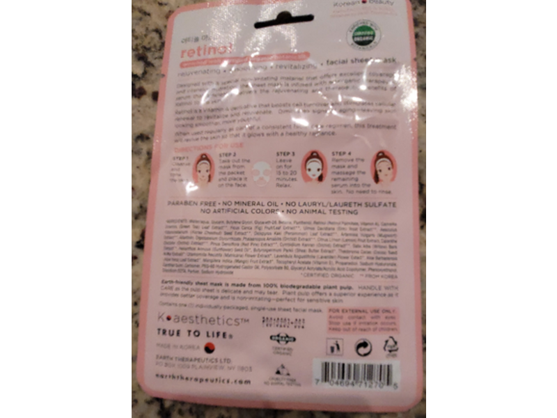 Retinol Facial Sheet Mask, 0.70 fl oz/20 mL
